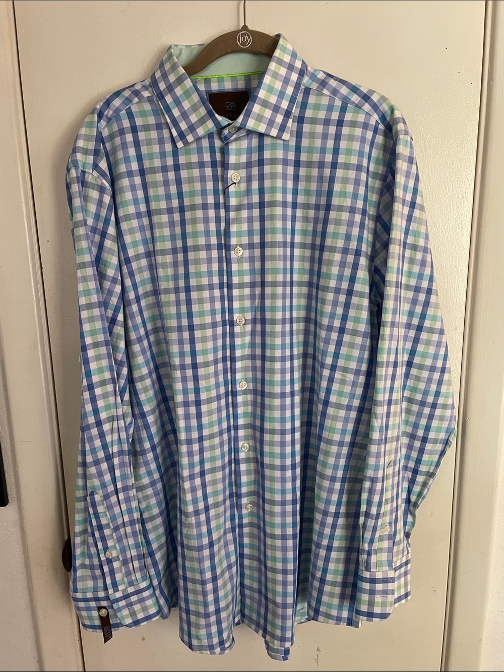 Men’s Tattersall London Plaid Button Down Shirt 16 1/2  34/35 NWT